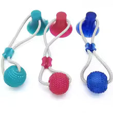 Interactive Dog Chew Toy with Suction Cup, TPR Ball & Rope