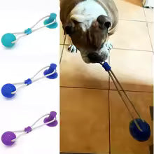 Interactive Dog Chew Toy with Suction Cup, TPR Ball & Rope