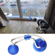 Interactive Dog Chew Toy with Suction Cup, TPR Ball & Rope