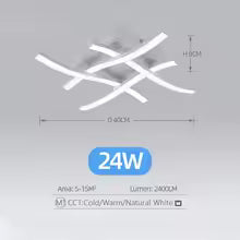 Modern 24W LED Ceiling Light 3 Color Adjustable Lighting.